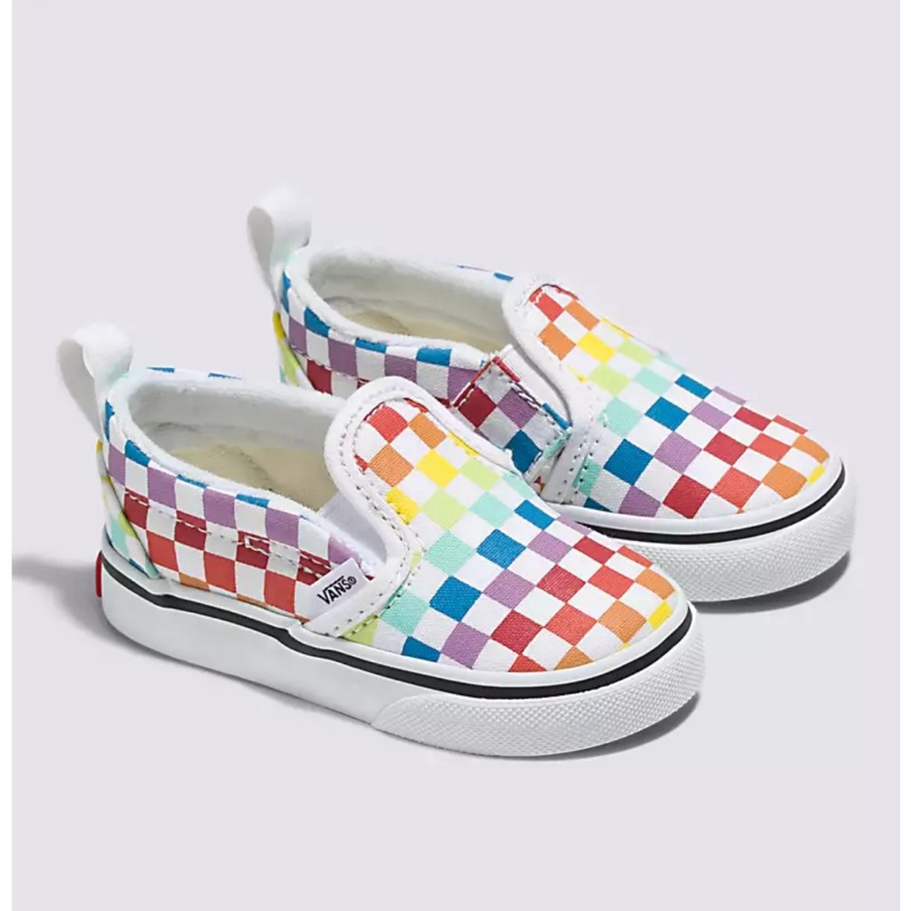 NIB Toddler Rainbow Checkerboard Slip-On Vans size 10